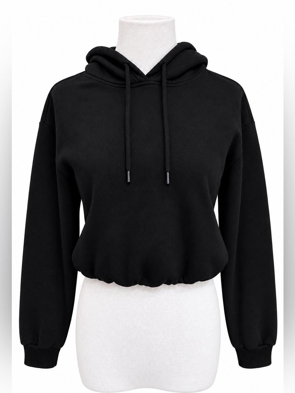 H&M Black Cropped Drawstring Hoodie